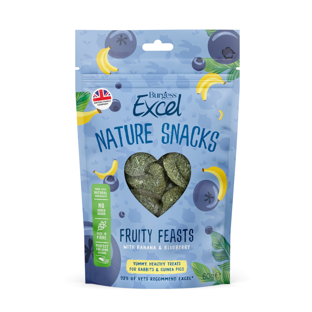 Burgess & 60g  Excel Nature Snacks Fruitige Feasts voor konijnen Cavia's