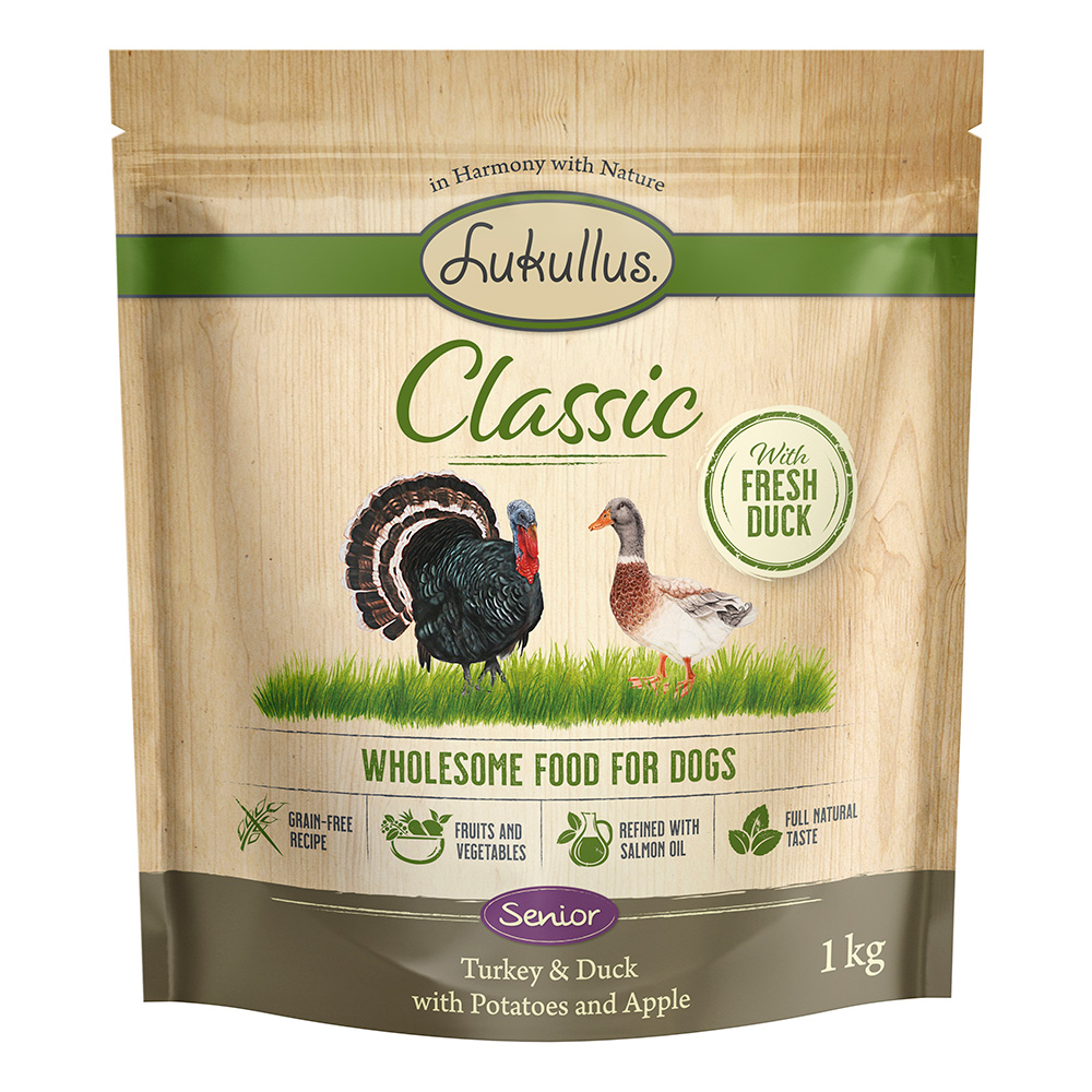 1kg Lukullus Classic Kalkoen & Eend Honden Droogvoer
