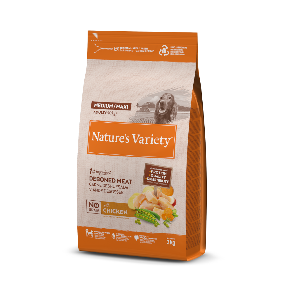 Nature’s Variety Nature's Variety No Grain Medium/Maxi Adult Scharrelkip - 3 kg