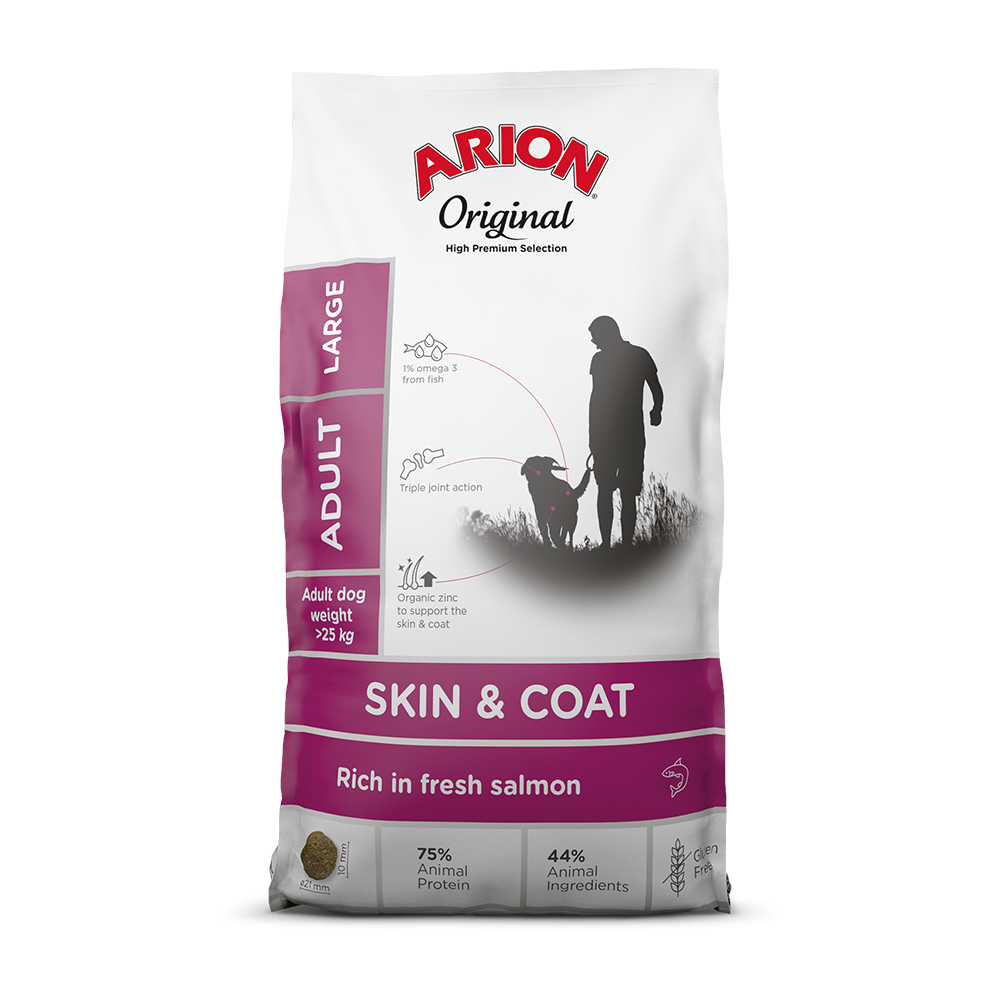 Arion 12kg  Original Skin & Coat Large Breed Zalm hondenvoer droog