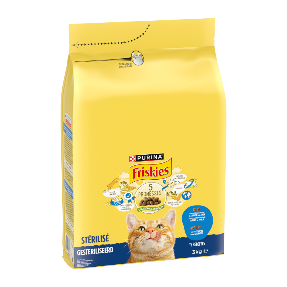 Friskies 3kg PURINA  Gesteriliseerde kat met Zalm, Tonijn en Groenten