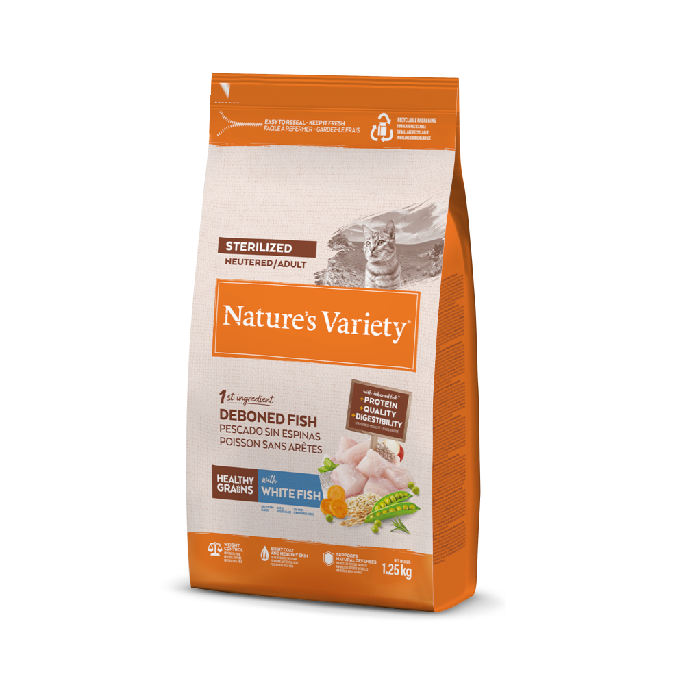 Nature’s Variety 1,25kg Nature's Variety Gezond Granen Gesteriliseerd Witvis Kattenvoer droog