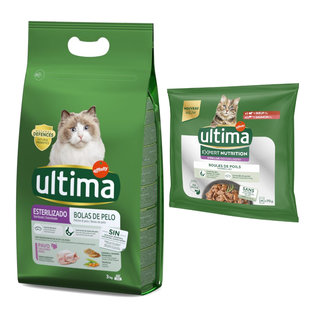 Affinity Ultima  3 kg Kat Sterilized Haarbal Rund en Zalm Natvoer Kat