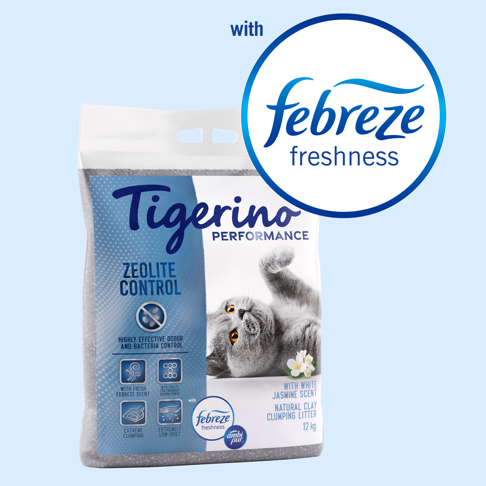 Tigerino 12kg  Performance Febreze/Ambi Pur Freshness Zeolite Control Kattenbakvulling