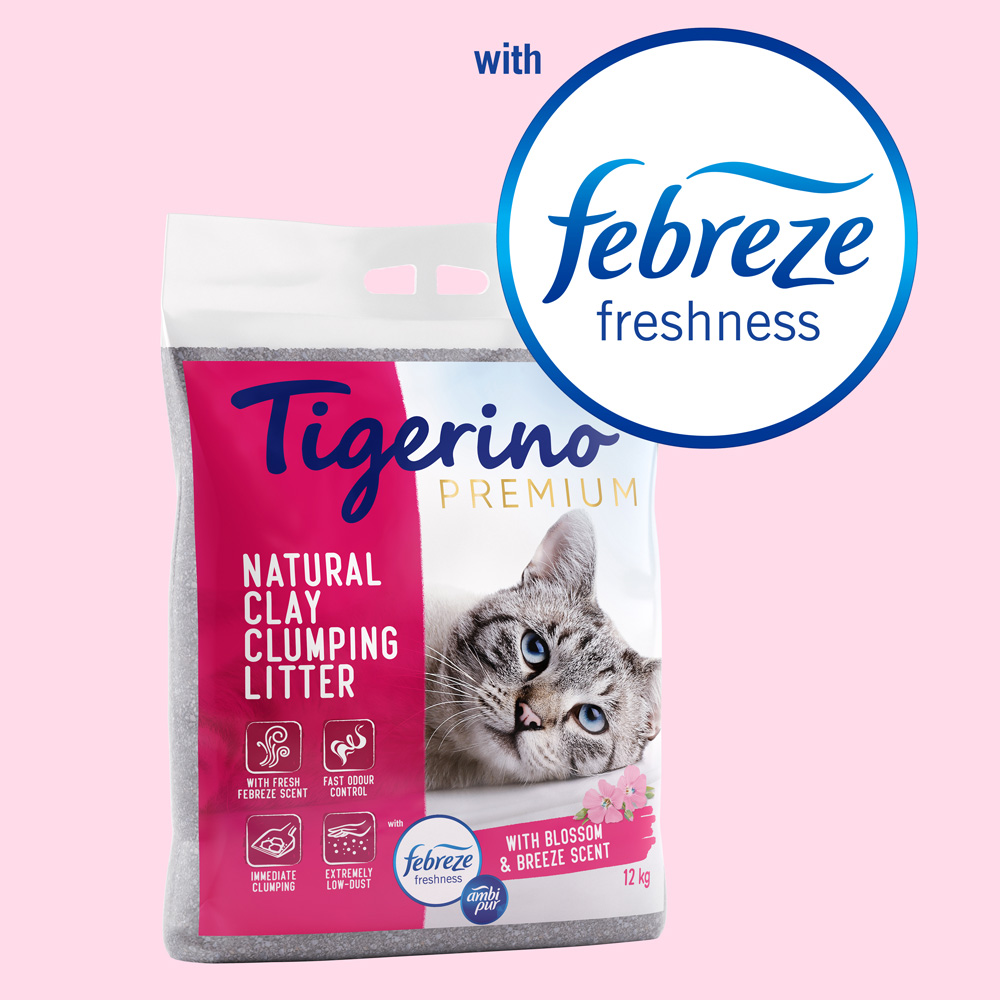 Tigerino 12kg  Premium Febreze/Ambi Pur Freshness Bloemengeur Kattenbakvulling