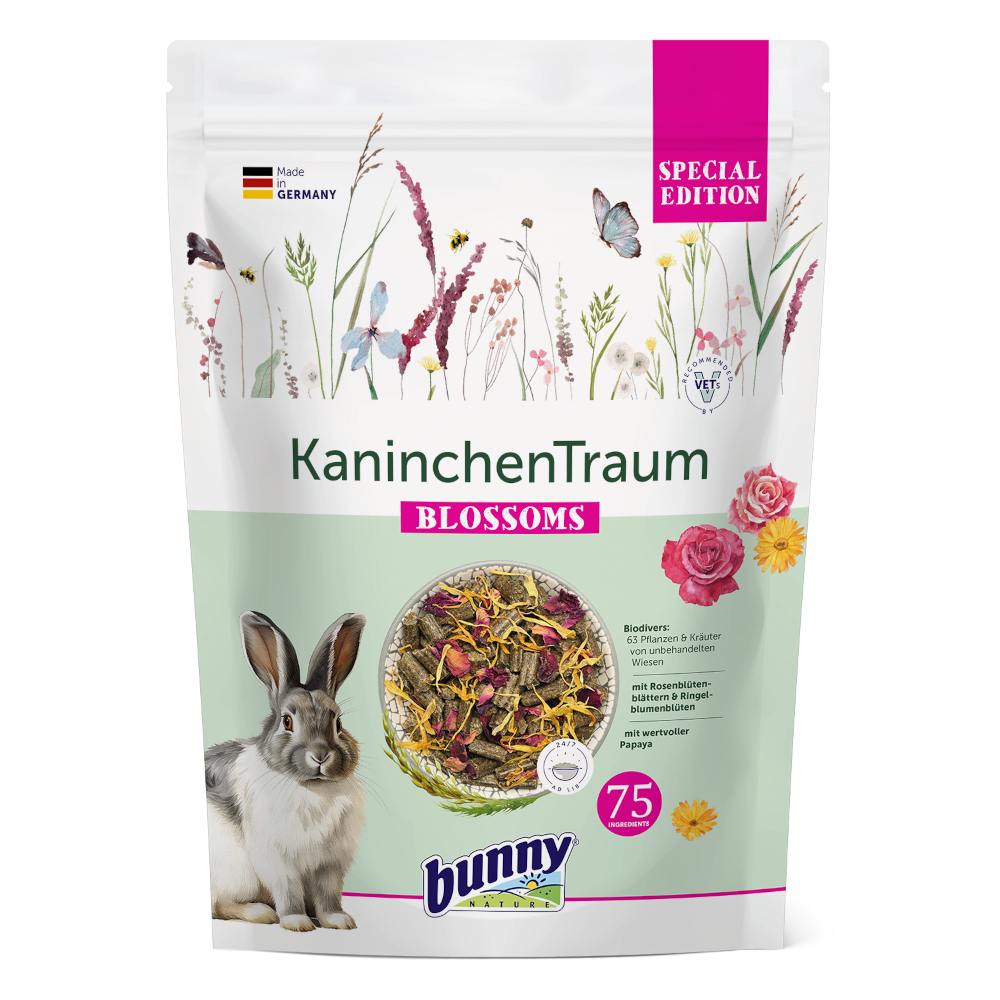 BunnyNature 1,5kg konijn RabbitDream Special Edition Blossoms konijnenvoer