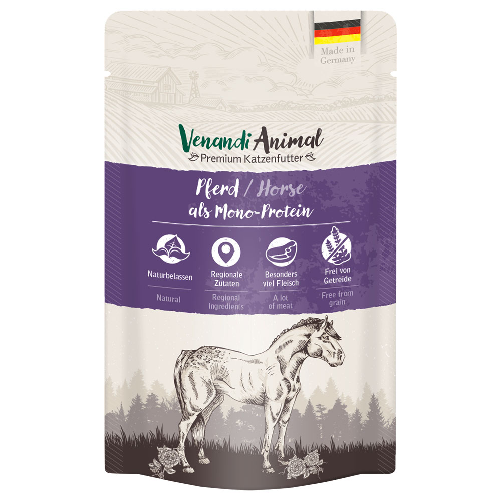 Venandi Animal 24x125g  Monoprotein Horse kattenvoer nat