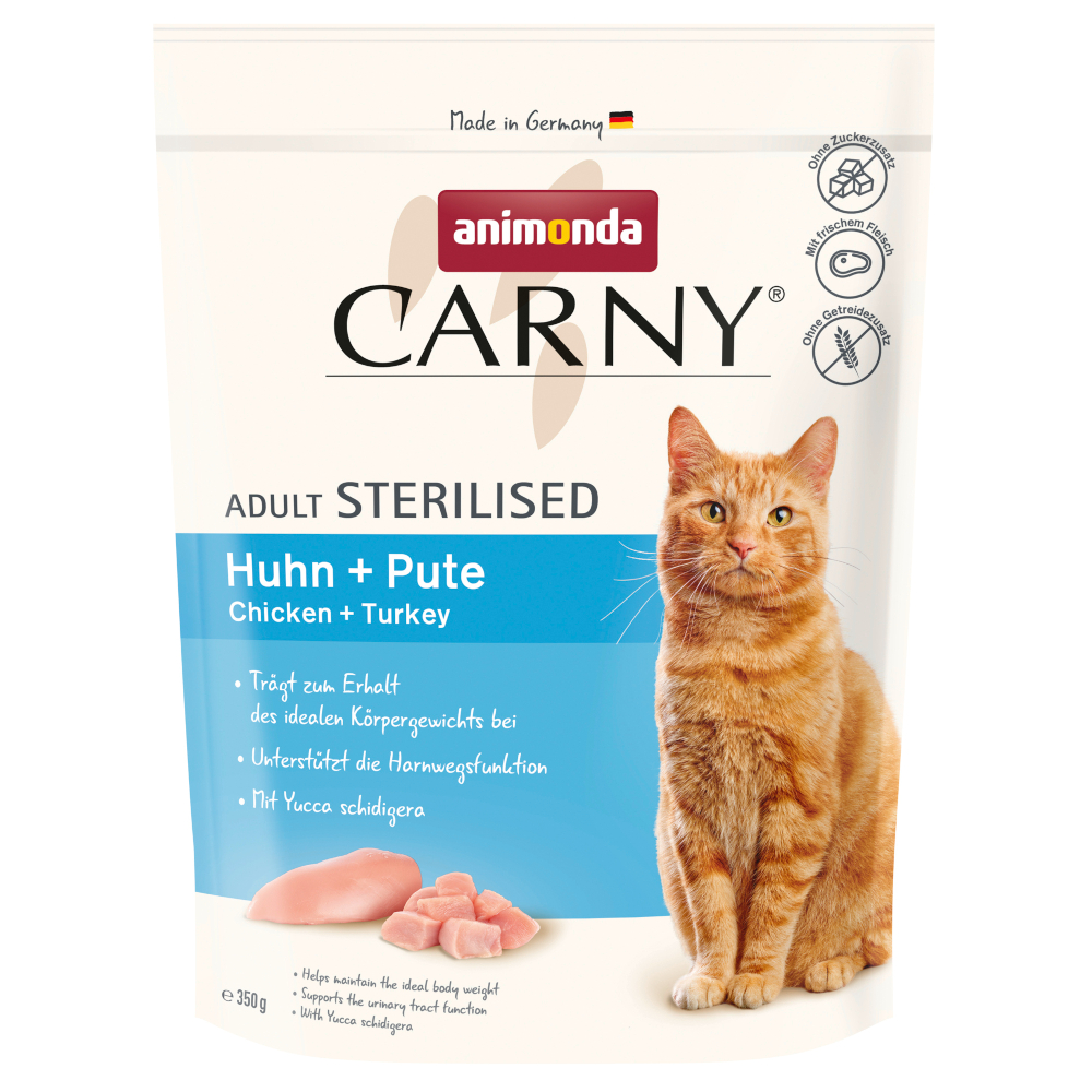 350g animonda Carny Adult Gesteriliseerd kip + kalkoen droogvoer voor katten