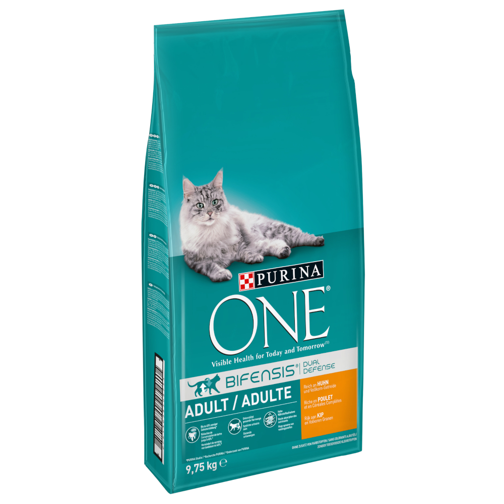 Purina One 8kg + 1,75kg gratis! 9,75kg Adult Kip & Volkoren Granen  Kattenvoer