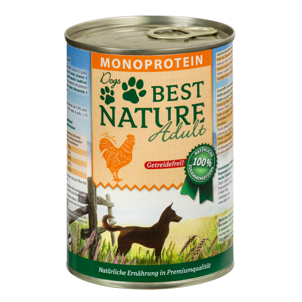 Best Nature 6x 400g  Adult Dog Monoprotein Kip natvoer voor honden