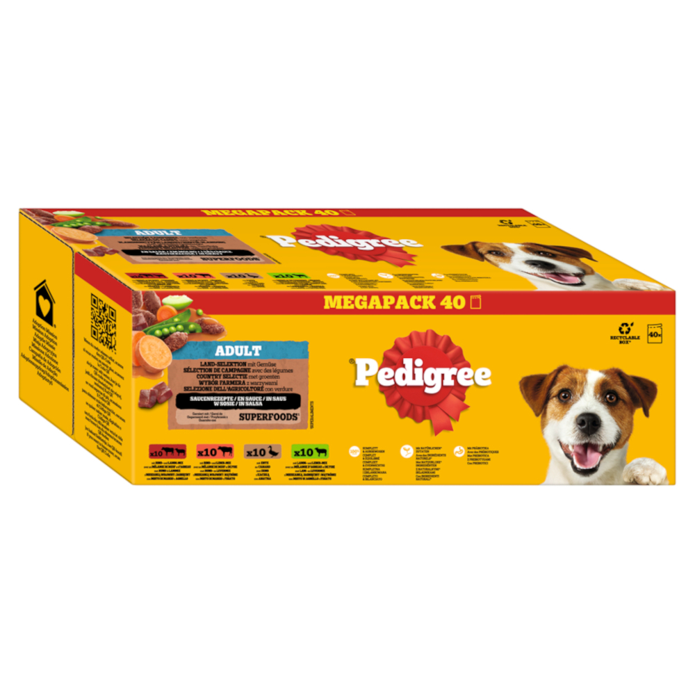 Pedigree 40x100g  vershoudzakjes gemengde selectie in saus (4 soorten) nat hondenvoer