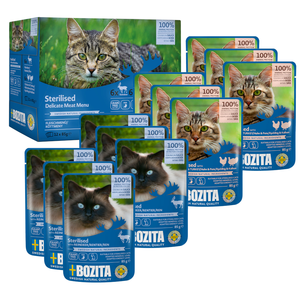 Bozita hapjes in saus Sterilised 12 x 85 g - Mixpakket vleesmenu
