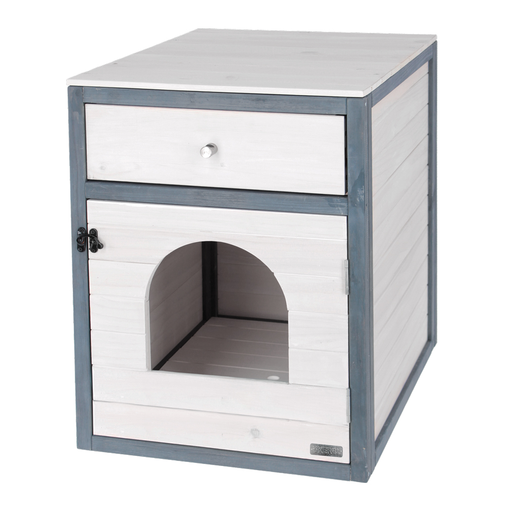 Kerbl Pet kattenkast Ida wit/grijs kat