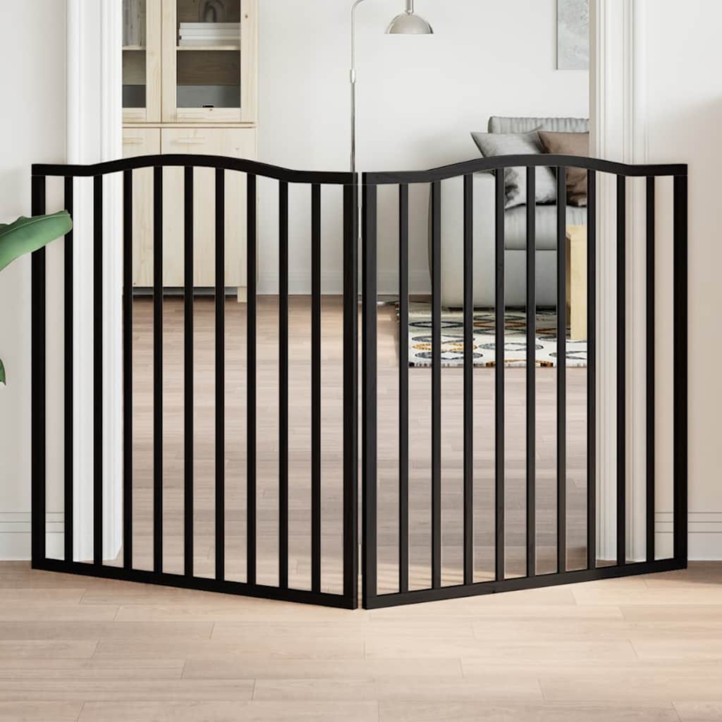 vidaXL Hondenhek inklapbaar 2 panelen 160 cm populierenhout zwart