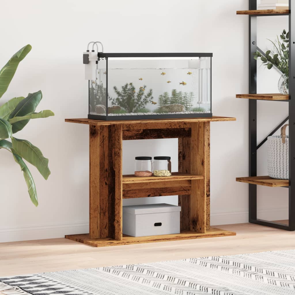 VidaXL Aquariumstandaard 80x35x60 cm bewerkt hout oud houtkleurig