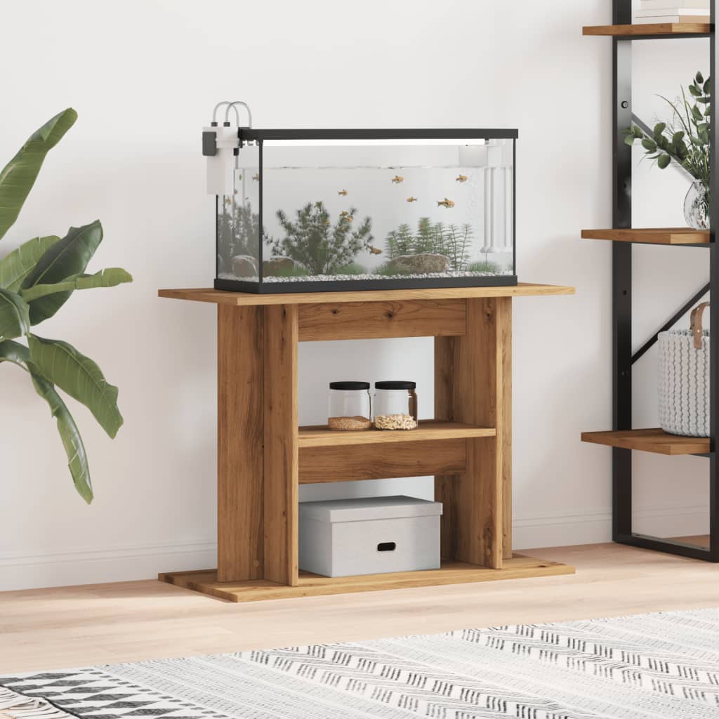 VidaXL Aquariumstandaard 80x35x60cm bewerkt hout artisanaal eikenkleur