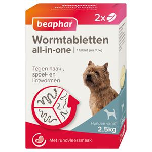 Beaphar 6x  All-in-one Ontworming Tabletten Hond 2,5 - 20 kg 2 tabletten