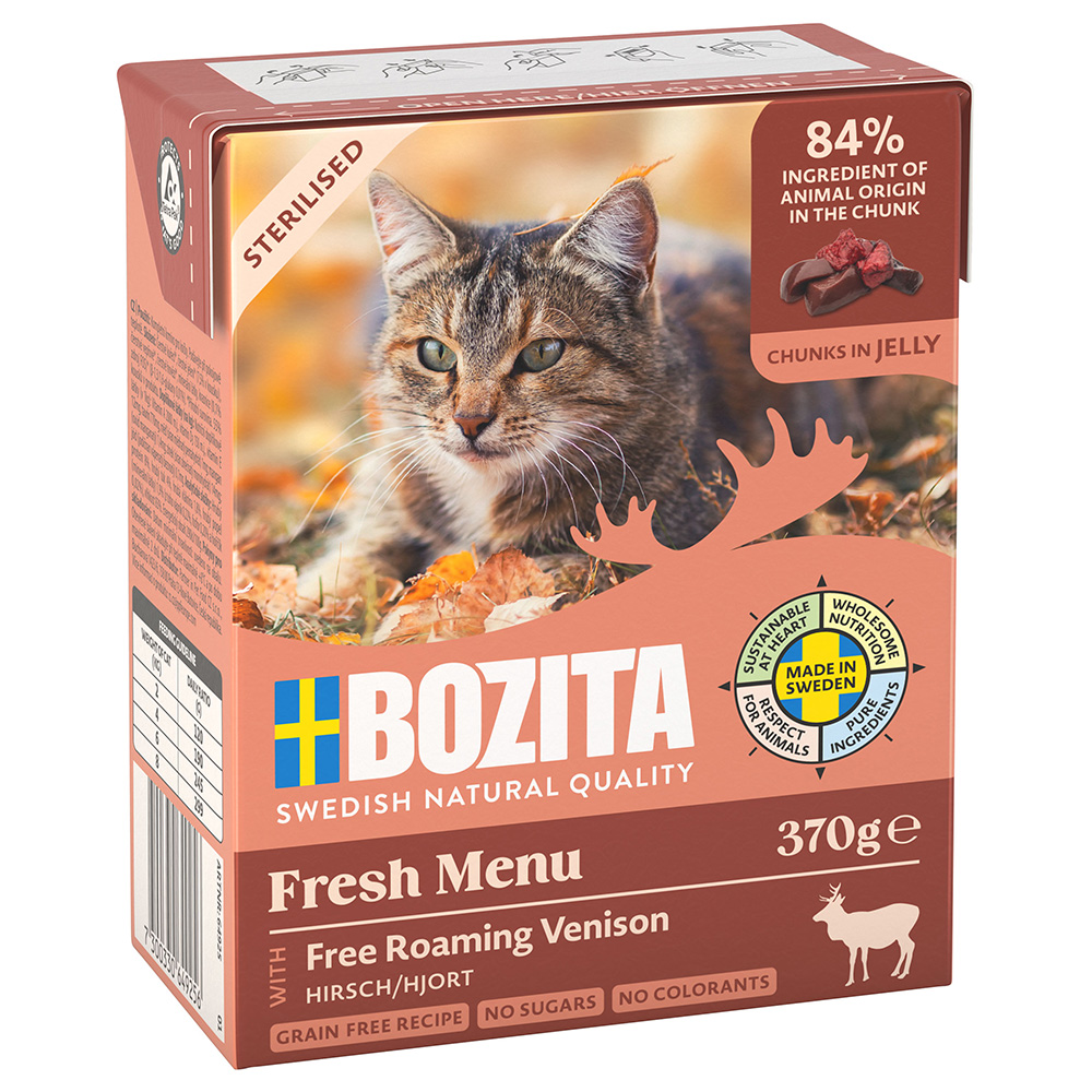 Bozita 34x370g  Tetra Hapjes in Gelei Sterilised met Hert Kattenvoer