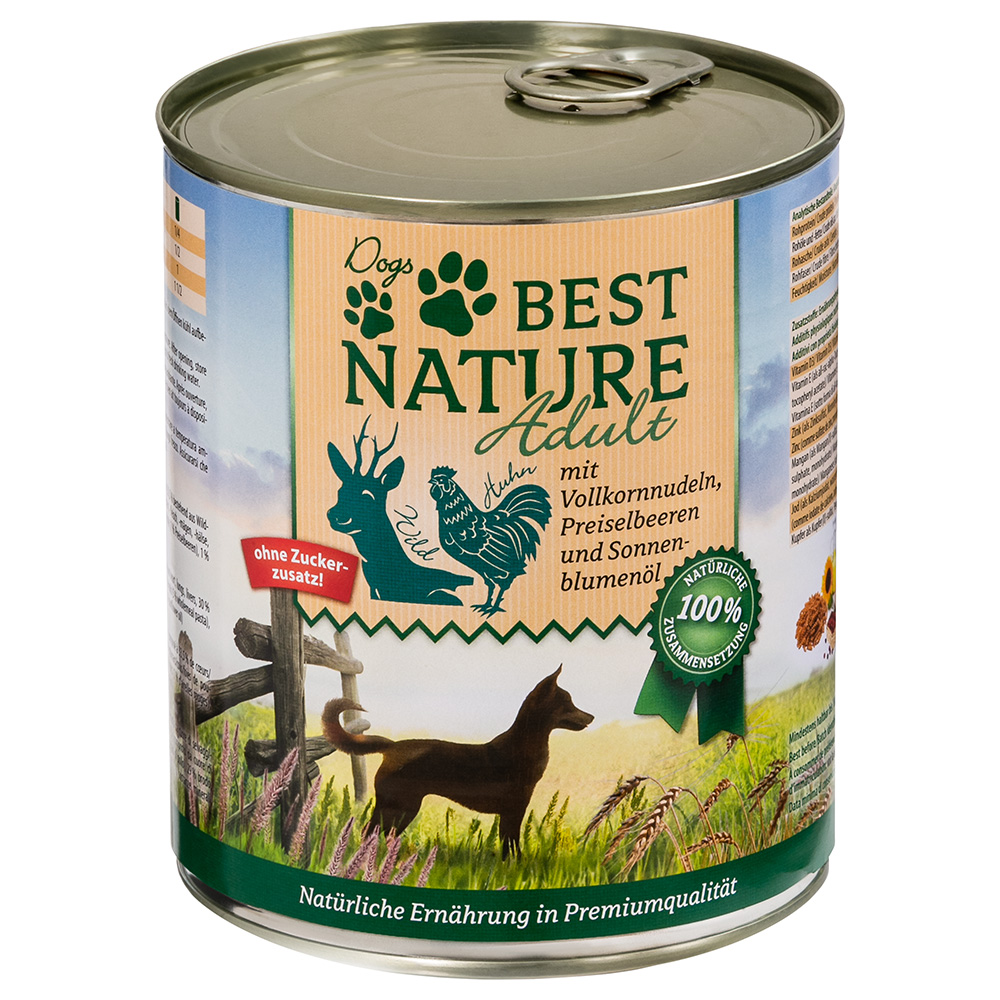 Best Nature 6x 800g  Dog Adult Wild, Kip & Pasta nat hondenvoer