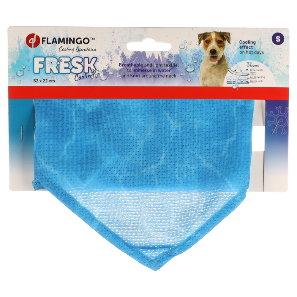 FLAMINGO koelbandana Fresk Inou, blauw maat S 52x22cm hond