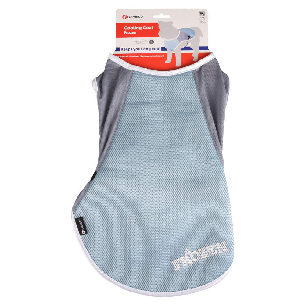 FLAMINGO Fronzen hondenjas, blauw/grijs maat XL: 45cm ruglengte hond