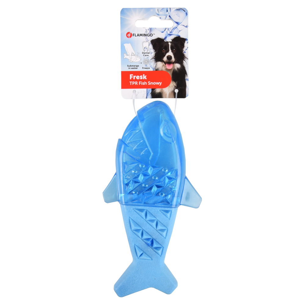 FLAMINGO hondenspeeltje Snowy Fish, blauw 18x8.9x3.9cm hond