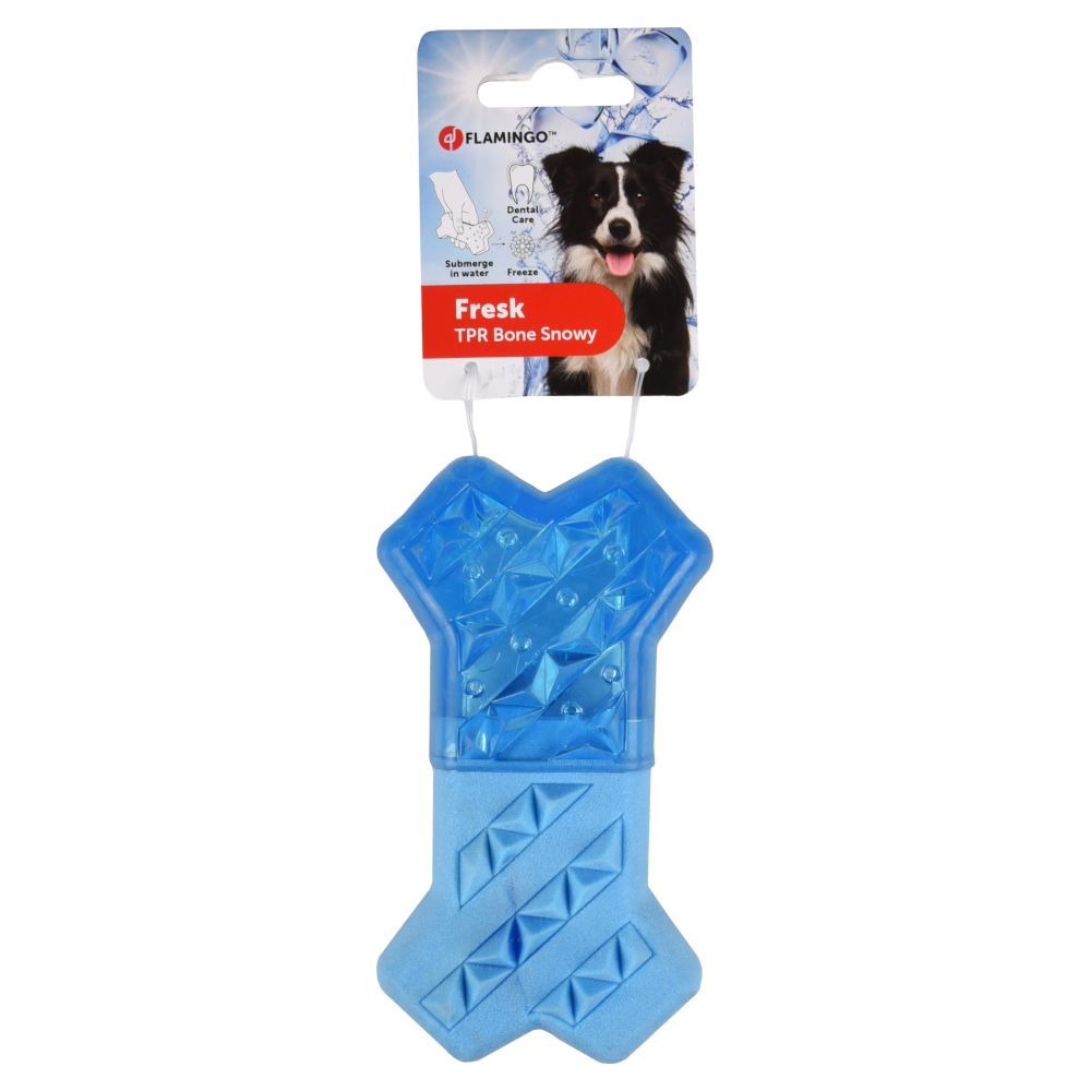 FLAMINGO hondenspeeltje Snowy Bone, blauw 13,3x7,4x3,8cm hond