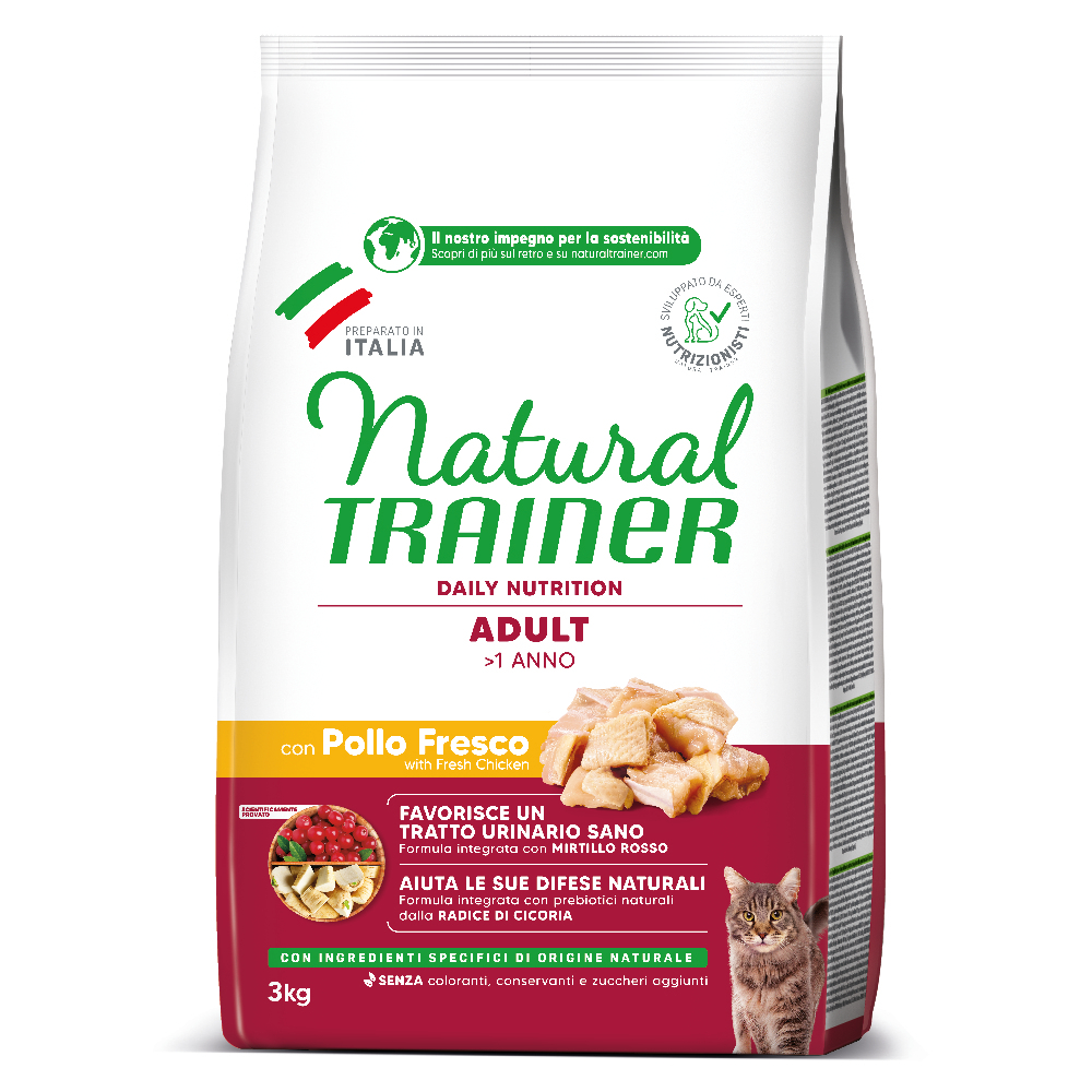 Trainer Natural Cat 3kg met Verse Kip Adult Trainer Naturel droogvoer voor katten