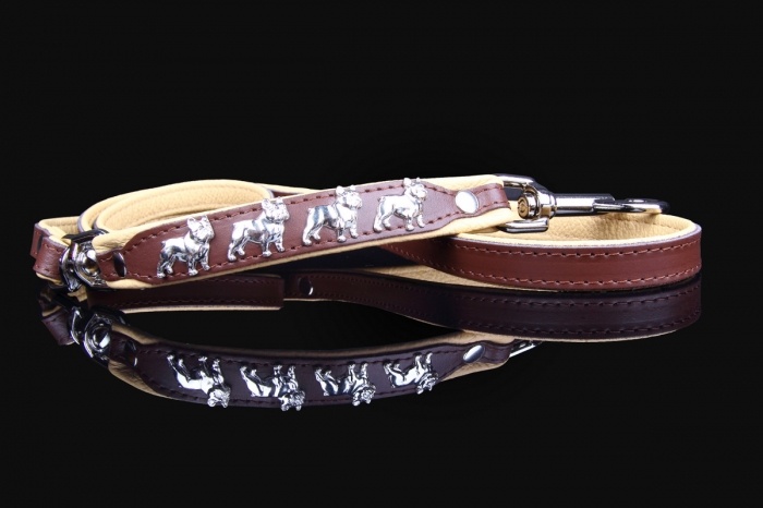 Hondenbed.nl Leren hondenriem voor Franse Bulldog