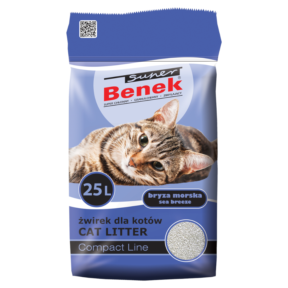 Benek 25 l (ca. 20 kg) Super  Compact met Zee Geur - Kattenbakvulling