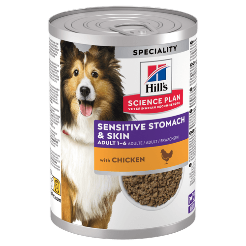 Hills Science Plan Hill's Science Plan Sensitive Stomach & Skin Adult Hond natvoer met kip 12 x 370 gram