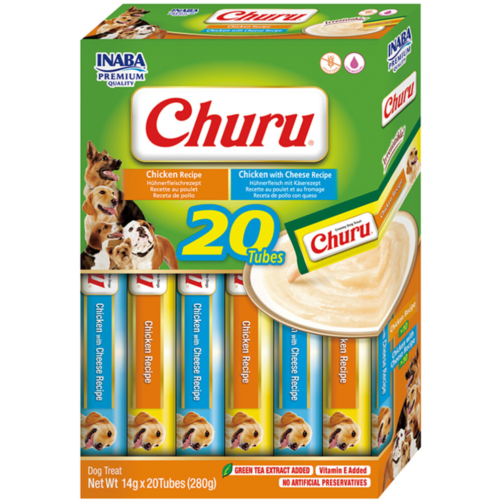 Inaba Churu Puree Hondensnack Multipack Chicken&Cheese 20 x 14 gr