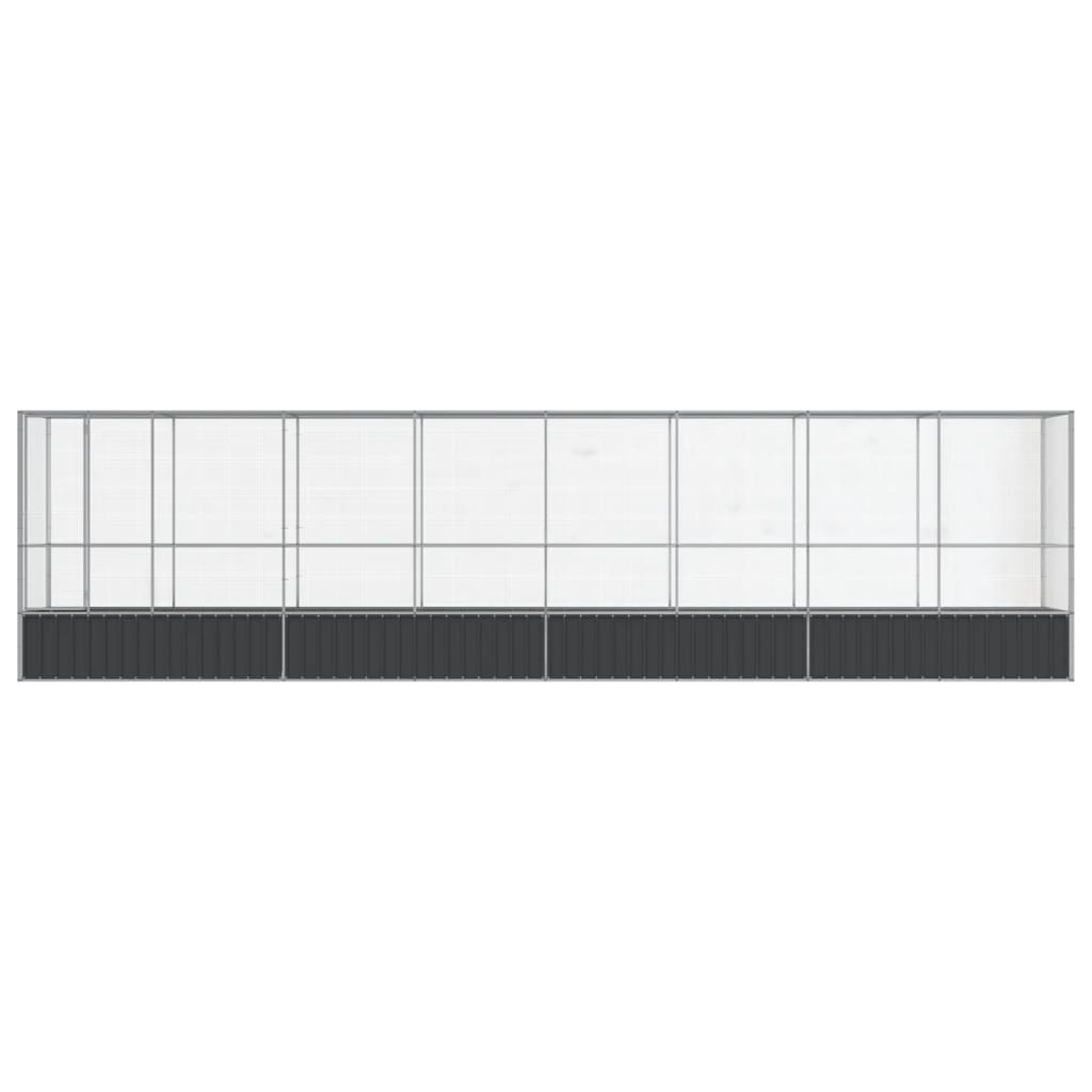 vidaXL Volière met verlengstuk 834,5x107x212 m staal zilverkleurig