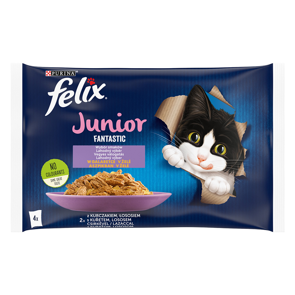 Felix 4x 85g Zalm & Kip  Fantastic Junior Zuigjes Kattenvoer Nat