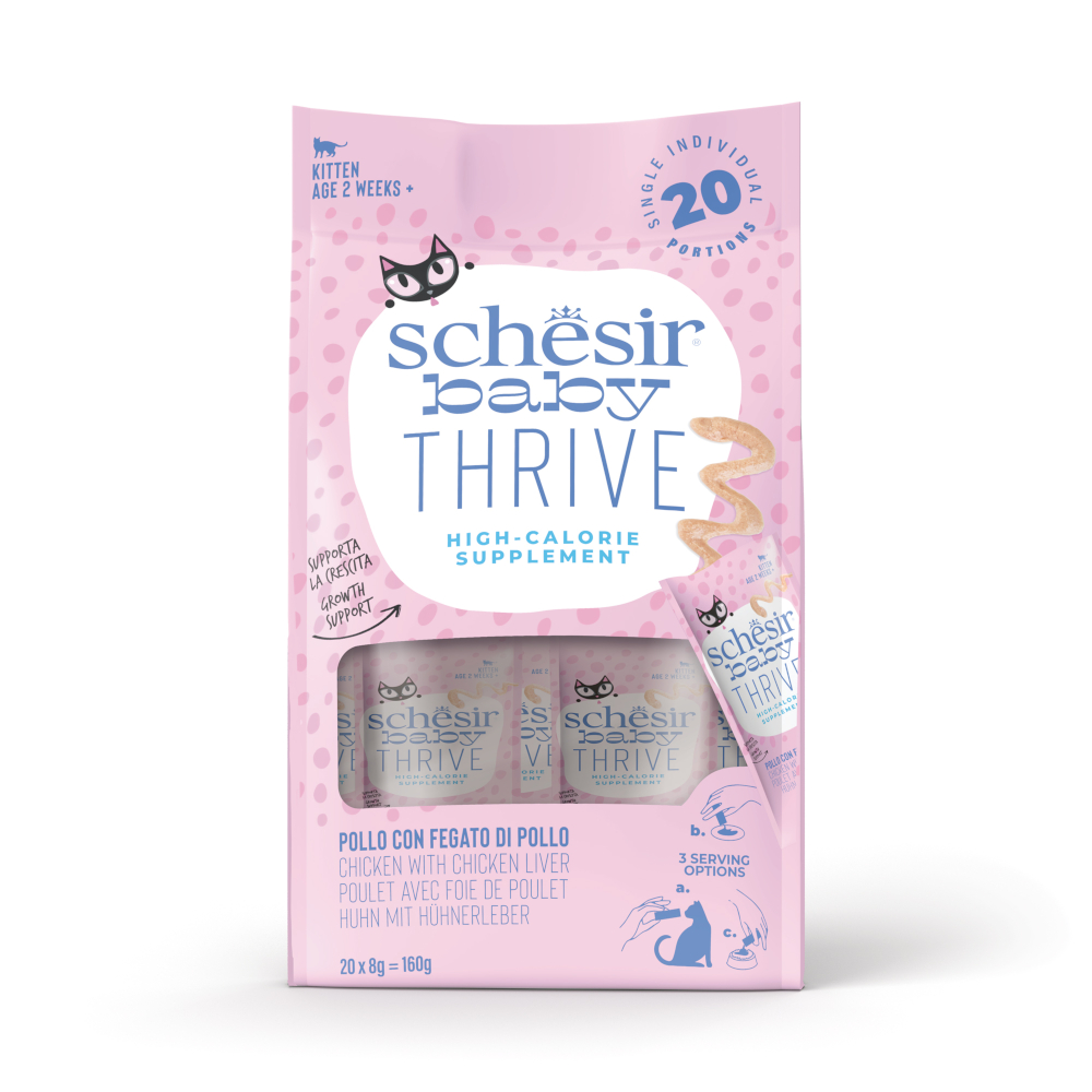 Schesir 20x8g  Baby Thrive kip met kippenlever nat kattenvoer