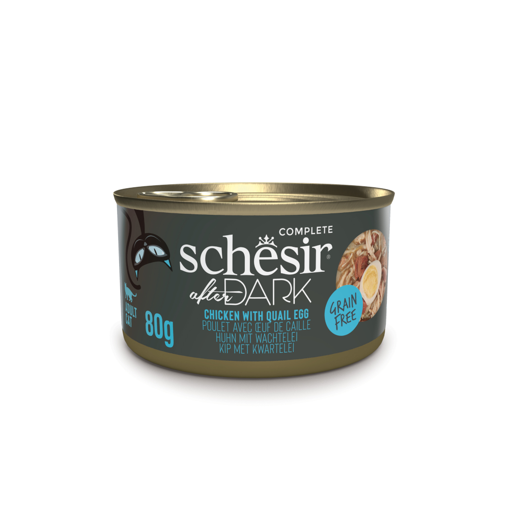 Schesir 12x80g  After Dark kip & ei natvoer voor katten