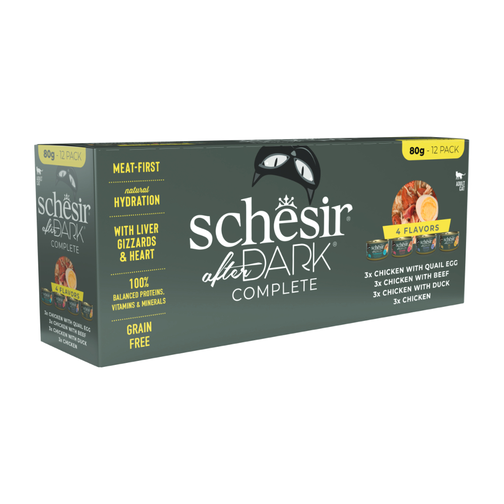 Schesir 12x80g  After Dark Mix: 4 smaken nat kattenvoer