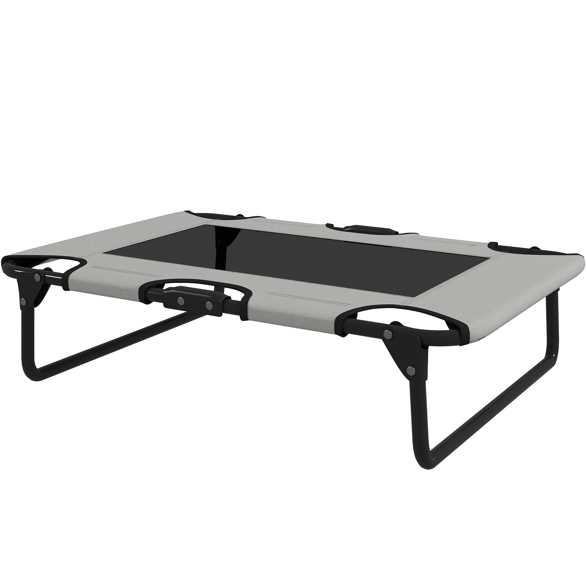 PawHut Opvouwbaar verhoogd hondenbed, buitenhondenligstoel met netontwerp Lichtgrijs Oxford 75 x 51 x 18 cm
