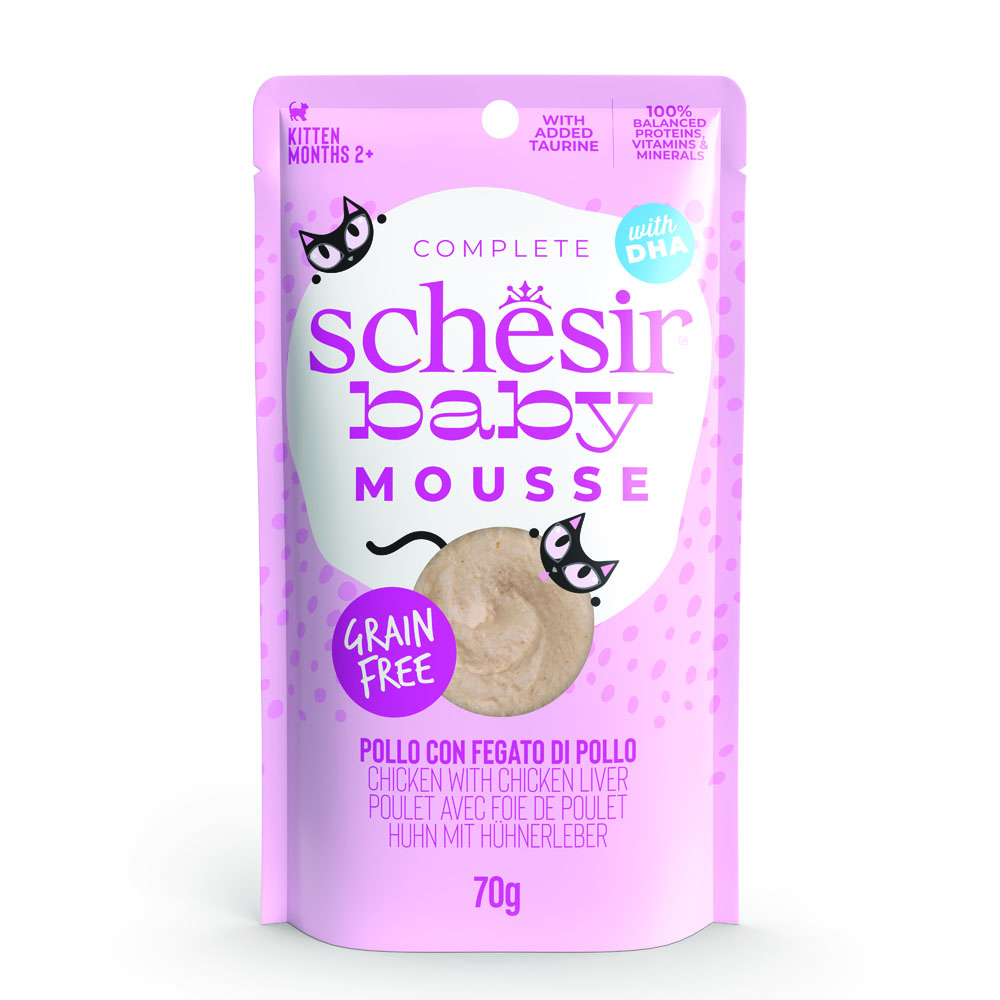 Schesir 12x70g  Baby Mousse kip met kippenlever natvoer voor katten