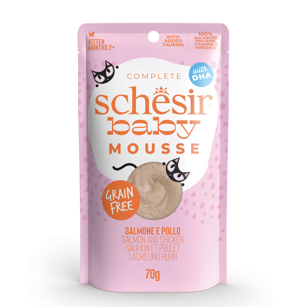 Schesir 12x70g  Baby Mousse Zalm en Kip natvoer voor katten