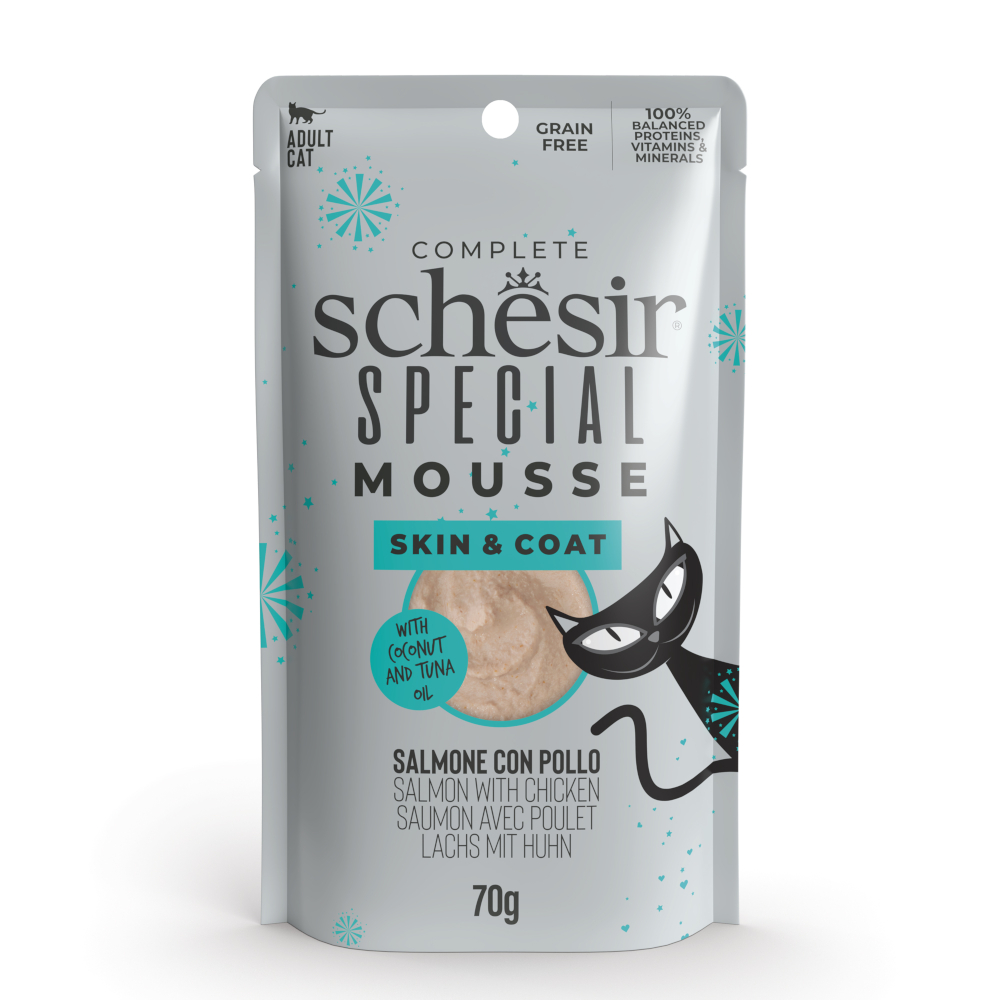 Schesir 12x70g  Special Skin & Coat zalm met kip nat kattenvoer