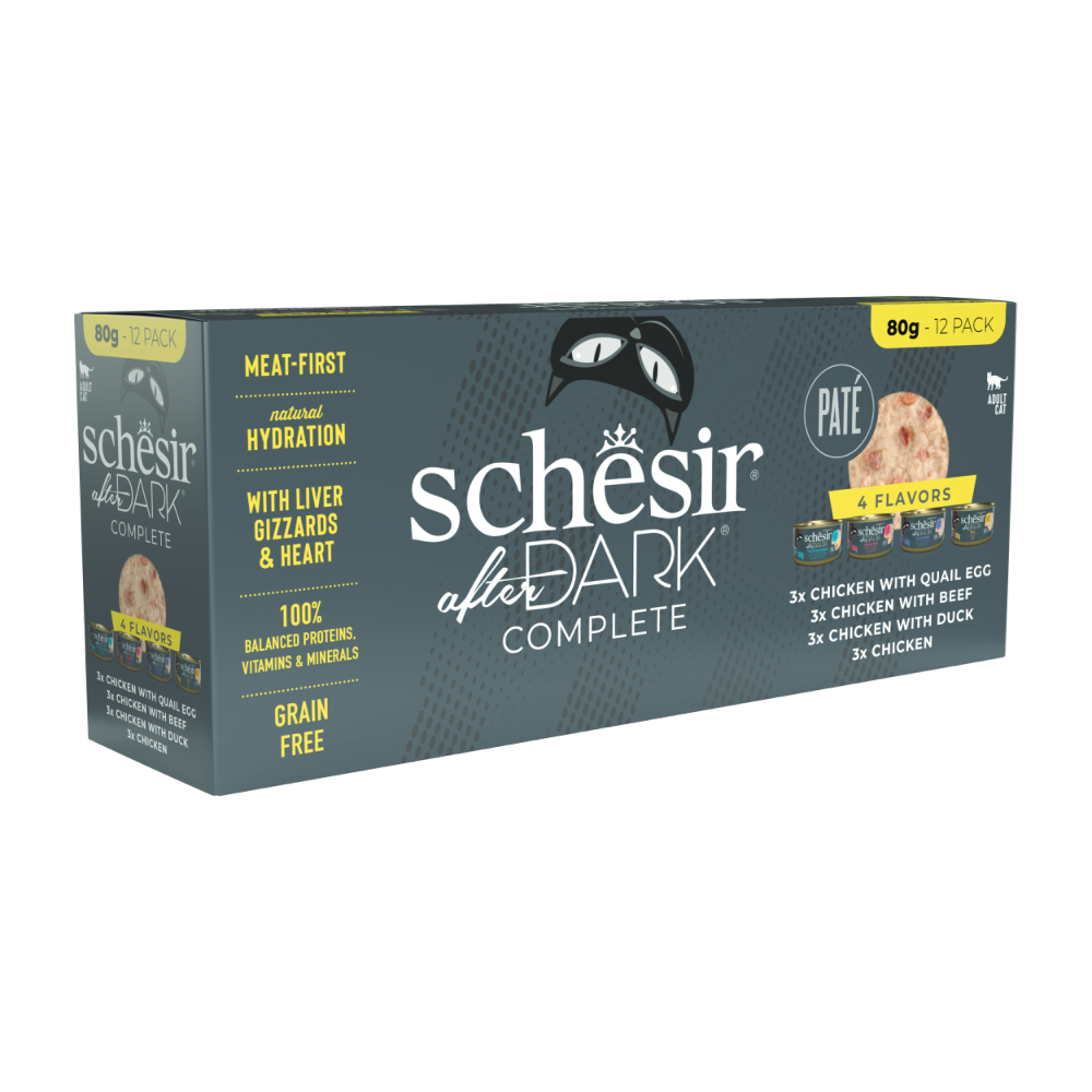 Schesir 12x 80g  After Dark Complete Paté natvoer voor katten