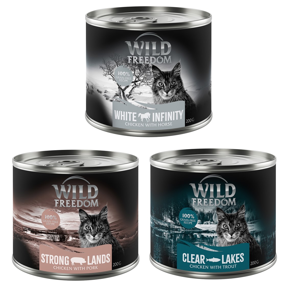 Wild Freedom 6x200g  Katten Natvoer - Mixpaket 3: Forel, Varkensvlees, Paard