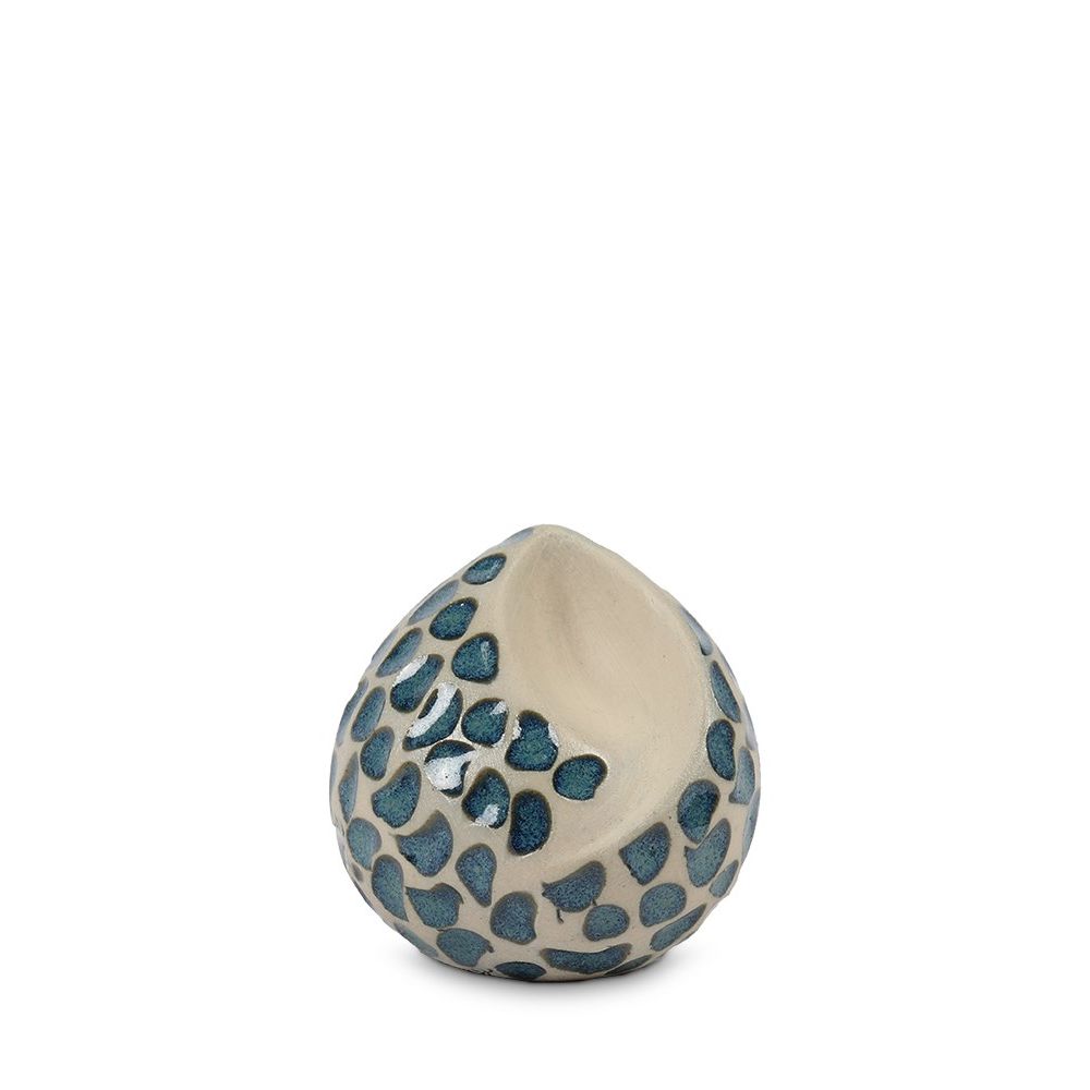 Urnwebshop Mini Traan Dieren Urn Keramiek, Blauwe Traantjes (0.05 liter)