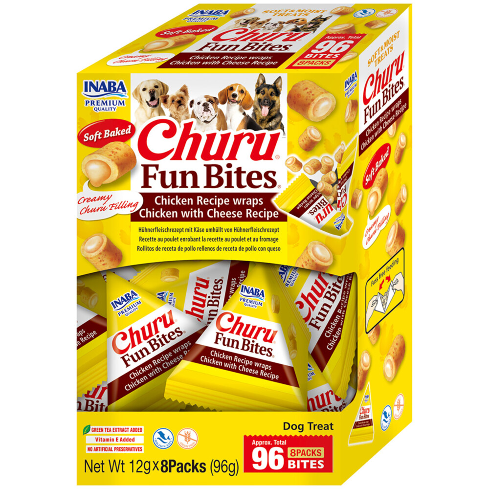 Inaba Churu Fun Bites Wraps Hondensnack Multipack Chicken&Cheese 8 x 12 gr