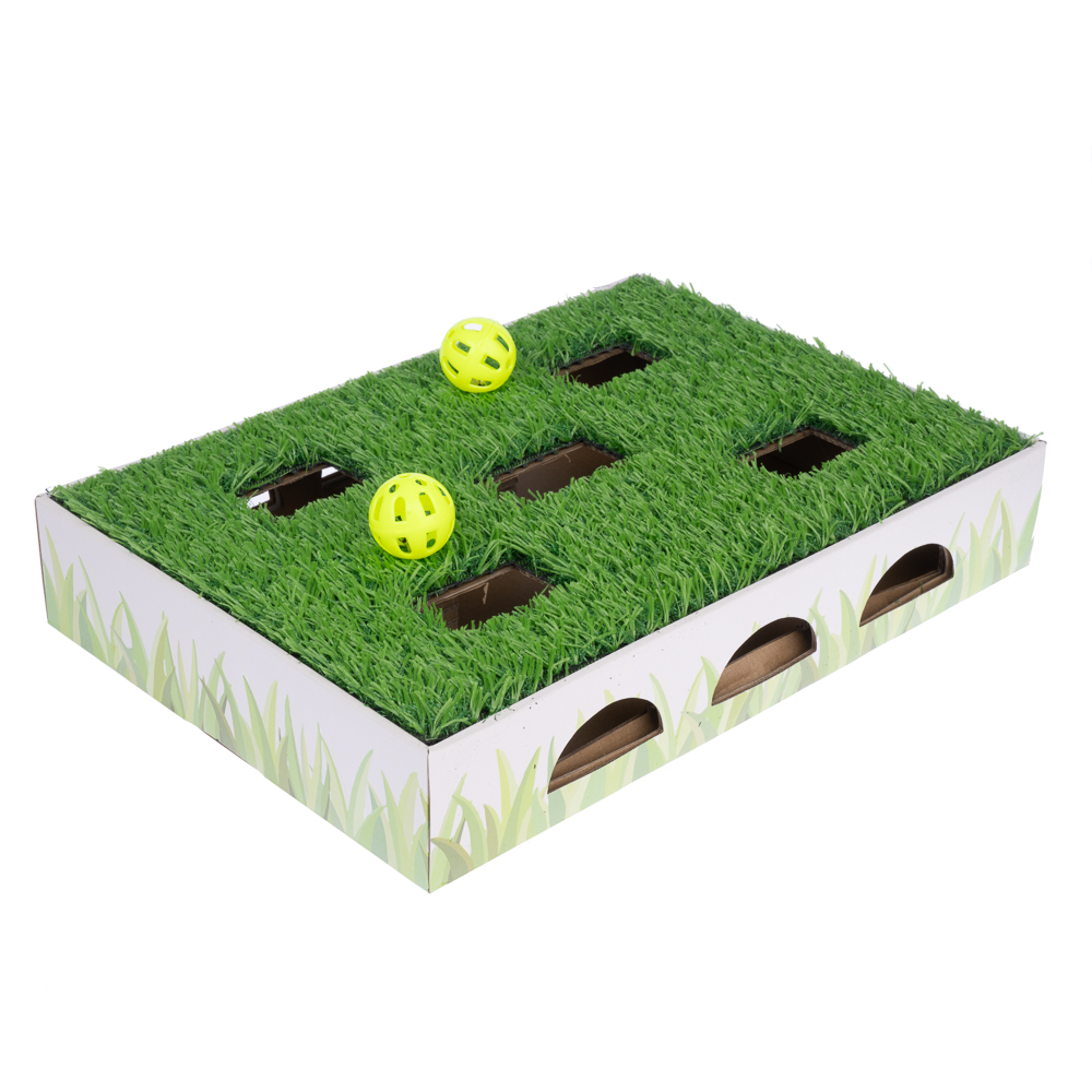 TIAKI kattenspeelgoed jachtdoos met grasveld 40x28x7cm