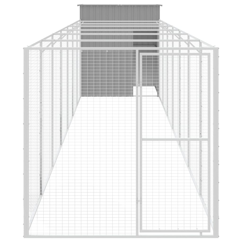 vidaXL Hondenhok met ren 165x863x181 cm staal lichtgrijs