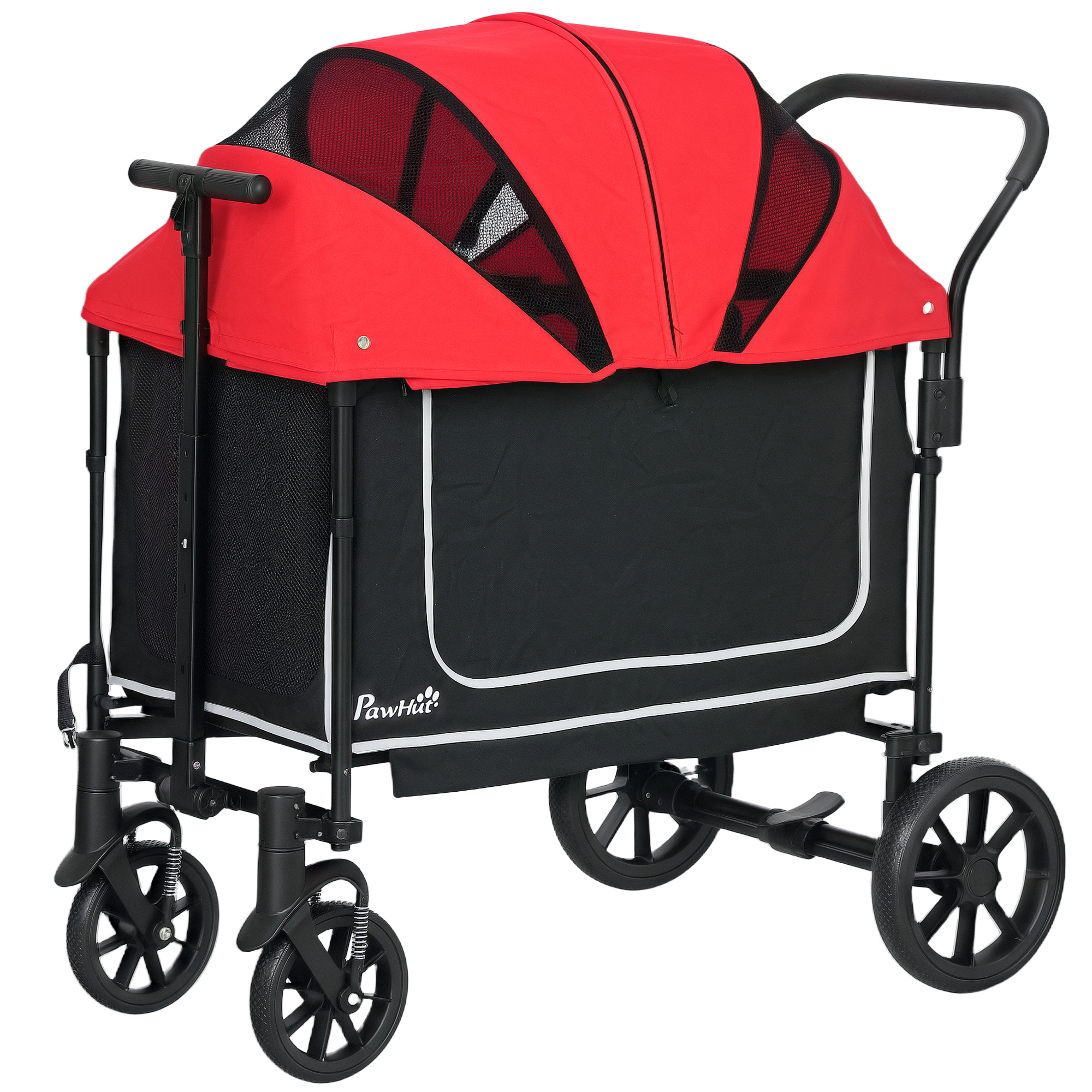 PawHut Opvouwbare Hondenbuggy voor Honden & Katten tot 30 kg, 110 x 65 x 102 cm, Rood