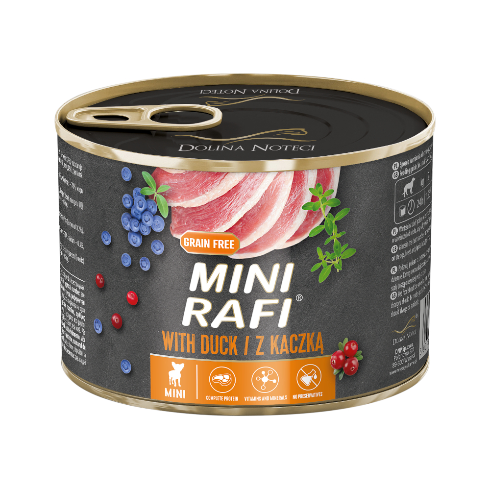 Rafi Dubbelpak 24x185g  Mini met eend natvoer voor honden