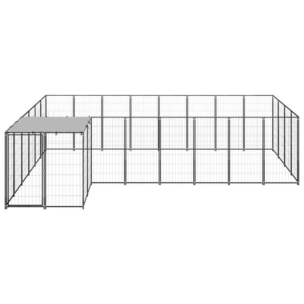 vidaXL Hondenkennel 10,89 m² staal zwart